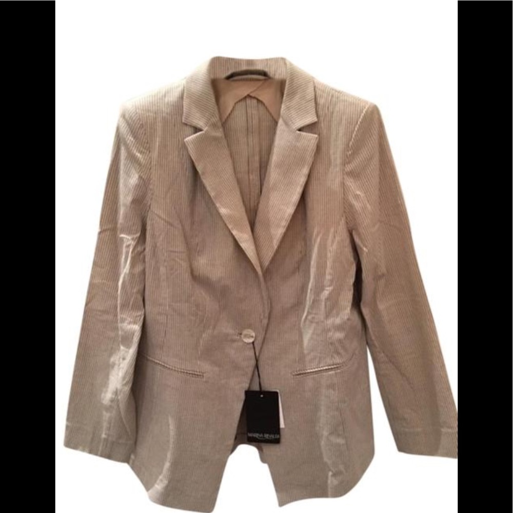 Marina Rinaldi White and Blue Stripes Blazer $535!